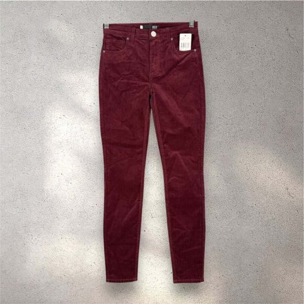 KUT From The Kloth Mia Toothpick Skinny Jeans Women's 0 Red Wine Corduroy Preppy